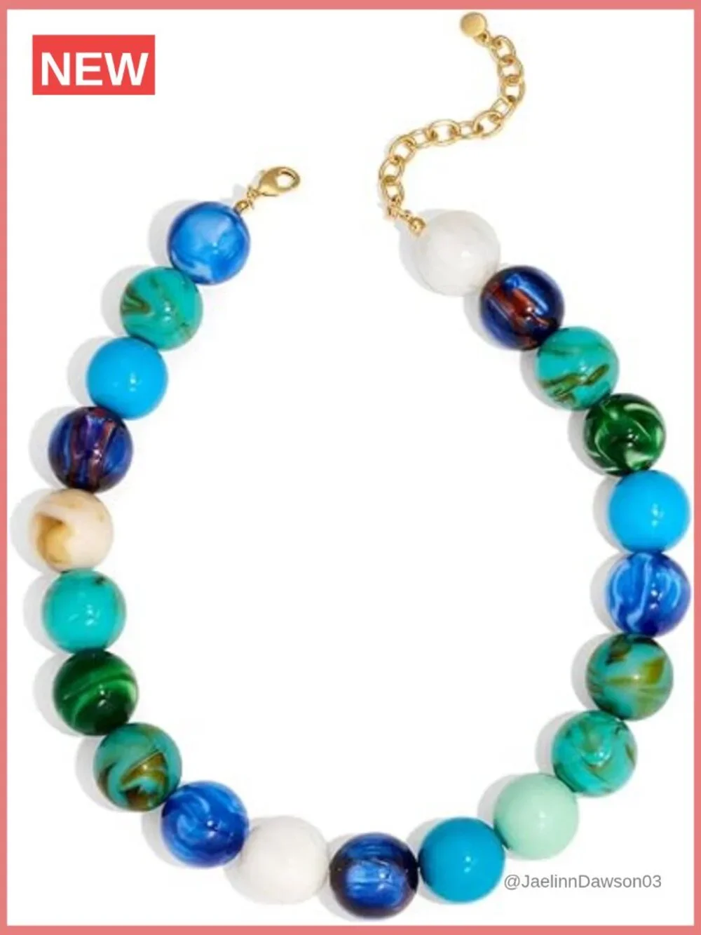 Chunky Beaded Choker Necklace Boho Statement Necklace with Large Pearl Resin